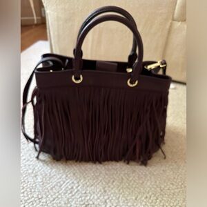 SOLD Milly burgundy tote bag with fringe